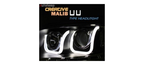 AUTOLAMP CREATIVE LED UU STYLE HEADLIGHTS SET (GM594-B2H) FOR CHEVROLET MALIBU 2012-13 MNR